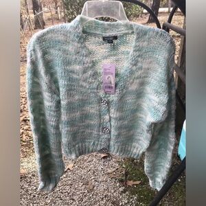 Wild Fable Women's Button-Front Cropped Cardigan  Mint Green Spacedye Size XS
